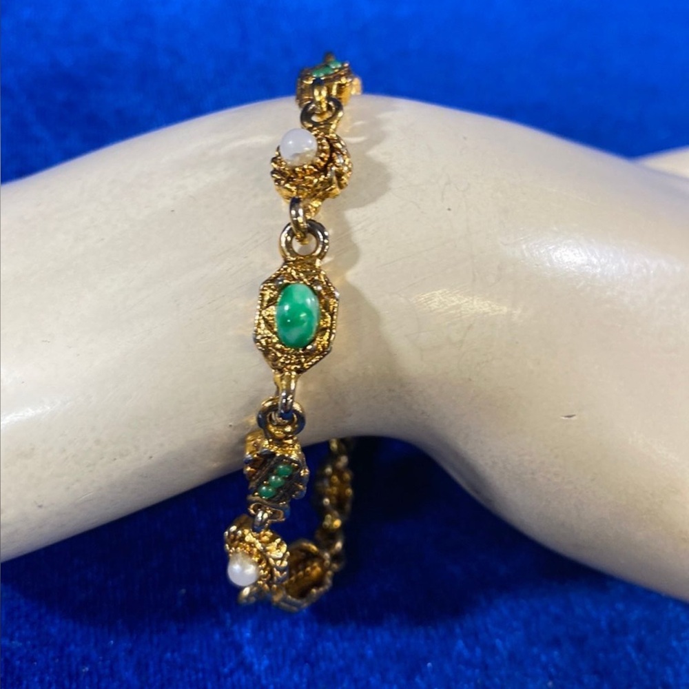 Vintage LJM Laurentian Gold and Green Bracelet
